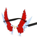 Unique Angel Wing Sunglasses Party Eyewear Red Blue black frame