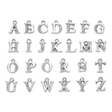 Maxbell A-Z Letter Charms Alphabet Beads DIY Earring Bracelets Gift for Women Silver
