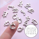 Maxbell A-Z Letter Charms Alphabet Beads DIY Earring Bracelets Gift for Women Silver