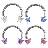 Maxbell Butterfly Eyebrow Lip Retainer Body Piercing Earring Nostril Jewelry Purple