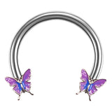 Maxbell Butterfly Eyebrow Lip Retainer Body Piercing Earring Nostril Jewelry Purple