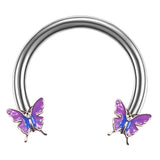 Maxbell Butterfly Eyebrow Lip Retainer Body Piercing Earring Nostril Jewelry Purple