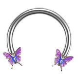 Maxbell Butterfly Eyebrow Lip Retainer Body Piercing Earring Nostril Jewelry Purple