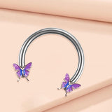 Maxbell Butterfly Eyebrow Lip Retainer Body Piercing Earring Nostril Jewelry Purple