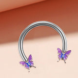 Maxbell Butterfly Eyebrow Lip Retainer Body Piercing Earring Nostril Jewelry Purple