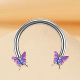 Maxbell Butterfly Eyebrow Lip Retainer Body Piercing Earring Nostril Jewelry Purple