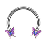 Maxbell Butterfly Eyebrow Lip Retainer Body Piercing Earring Nostril Jewelry Purple