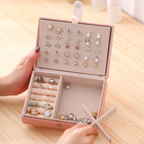 Maxbell Jewelry Box Waterproof Portable with Hanging Hooks Velvet for Earrings Pink