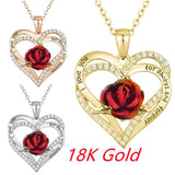 Maxbell Love Heart Rose Pendant Necklace for Mom Daughter Exquisite Silver