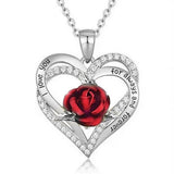 Maxbell Love Heart Rose Pendant Necklace for Mom Daughter Exquisite Silver