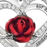 Maxbell Love Heart Rose Pendant Necklace for Mom Daughter Exquisite Silver