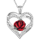 Maxbell Love Heart Rose Pendant Necklace for Mom Daughter Exquisite Silver