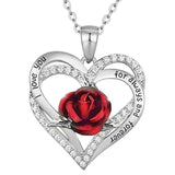 Maxbell Love Heart Rose Pendant Necklace for Mom Daughter Exquisite Silver