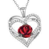 Maxbell Love Heart Rose Pendant Necklace for Mom Daughter Exquisite Silver