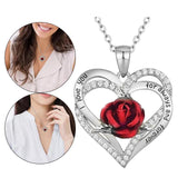 Maxbell Love Heart Rose Pendant Necklace for Mom Daughter Exquisite Silver