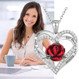 Maxbell Love Heart Rose Pendant Necklace for Mom Daughter Exquisite Silver