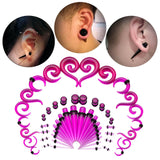Maxbell 54Pieces Acrylic Ear Stretching Kit 14G-00G Expander Kit Spiral Tunnels Purple