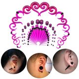 Maxbell 54Pieces Acrylic Ear Stretching Kit 14G-00G Expander Kit Spiral Tunnels Purple