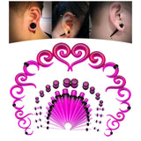 Maxbell 54Pieces Acrylic Ear Stretching Kit 14G-00G Expander Kit Spiral Tunnels Purple
