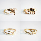Maxbell 4Pcs Punk Dinosaur Opening Ring Gold Color for Women Men Halloween Gifts