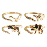 Maxbell 4Pcs Punk Dinosaur Opening Ring Gold Color for Women Men Halloween Gifts