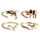 Maxbell 4Pcs Punk Dinosaur Opening Ring Gold Color for Women Men Halloween Gifts