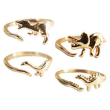 Maxbell 4Pcs Punk Dinosaur Opening Ring Gold Color for Women Men Halloween Gifts