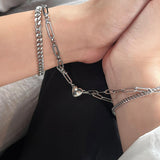 Maxbell 2Pcs Titanium heart Magnetic Couple Bracelets for Boyfriend Girlfriend