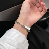 Maxbell 2Pcs Titanium heart Magnetic Couple Bracelets for Boyfriend Girlfriend