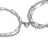 Maxbell 2Pcs Titanium heart Magnetic Couple Bracelets for Boyfriend Girlfriend