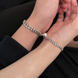 Maxbell 2Pcs Titanium heart Magnetic Couple Bracelets for Boyfriend Girlfriend