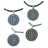 Maxbell Steel Nordic Viking Shield Pendant Necklace Men Gift silver leather