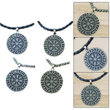 Maxbell Steel Nordic Viking Shield Pendant Necklace Men Gift silver leather