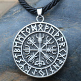 Maxbell Steel Nordic Viking Shield Pendant Necklace Men Gift silver leather
