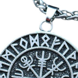 Maxbell Steel Nordic Viking Shield Pendant Necklace Men Gift silver metal chain