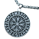 Maxbell Steel Nordic Viking Shield Pendant Necklace Men Gift silver metal chain