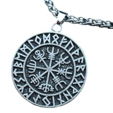Maxbell Steel Nordic Viking Shield Pendant Necklace Men Gift silver metal chain