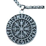 Maxbell Steel Nordic Viking Shield Pendant Necklace Men Gift silver metal chain