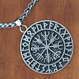 Maxbell Steel Nordic Viking Shield Pendant Necklace Men Gift silver metal chain