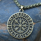 Maxbell Steel Nordic Viking Shield Pendant Necklace Men Gift Bronze with Metal chain