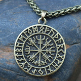 Maxbell Steel Nordic Viking Shield Pendant Necklace Men Gift Bronze with Metal chain
