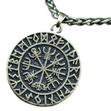 Maxbell Steel Nordic Viking Shield Pendant Necklace Men Gift Bronze with Metal chain