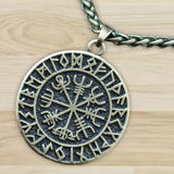 Maxbell Steel Nordic Viking Shield Pendant Necklace Men Gift Bronze with Metal chain