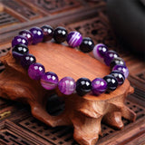 Maxbell Bead Bracelet Romantic Jewelry Elegant 10mm for Gifts Bridal Valentine purple