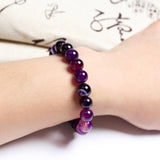 Maxbell Bead Bracelet Romantic Jewelry Elegant 10mm for Gifts Bridal Valentine purple