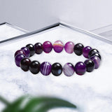 Maxbell Bead Bracelet Romantic Jewelry Elegant 10mm for Gifts Bridal Valentine purple