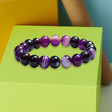 Maxbell Bead Bracelet Romantic Jewelry Elegant 10mm for Gifts Bridal Valentine purple