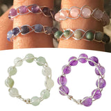 Maxbell Wrapped Beaded Ring Copper Wrapped Sets Finger Rings for Women Girls Beach green