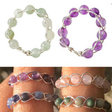 Maxbell Wrapped Beaded Ring Copper Wrapped Sets Finger Rings for Women Girls Beach green