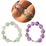 Maxbell Wrapped Beaded Ring Copper Wrapped Sets Finger Rings for Women Girls Beach green